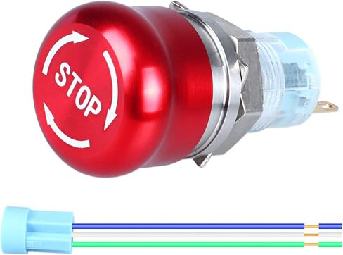 Metal Latching Emergency Stop Push Button Switch,19mm 1NO 1NC Button Switch Knob Rotary Switch,Stianless Steel 0.75" Mouting Hole in Saudi Arabia