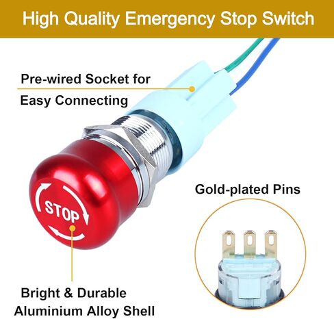 Metal Latching Emergency Stop Push Button Switch,19mm 1NO 1NC Button Switch Knob Rotary Switch,Stianless Steel 0.75" Mouting Hole in Saudi Arabia