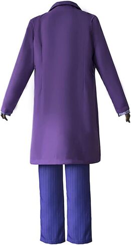 Joker Costume Knight Clown Cosplay Outfit Purple Coat Shirt Vest Full Suits Adult Halloween Deluxe Set Accessories in Saudi Arabia