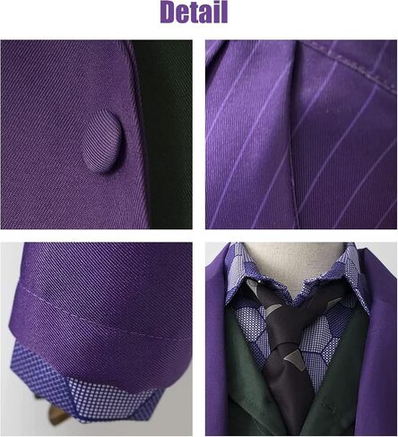 Joker Costume Knight Clown Cosplay Outfit Purple Coat Shirt Vest Full Suits Adult Halloween Deluxe Set Accessories in Saudi Arabia
