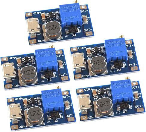 SDTC Tech 5pcs DC-DC Boost Converter 2V-24V to 5V-28V 2A Adjustable Voltage Regulator Micro USB 5V 9V 12V 24V Step Up Power Supply Module in Saudi Arabia