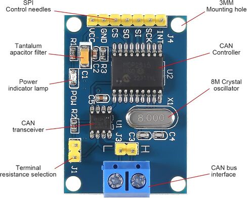 2pcs MCP2515 CAN Bus Module TJA1050 Receiver SPI Module DC 5V Power Supply Converter in Saudi Arabia