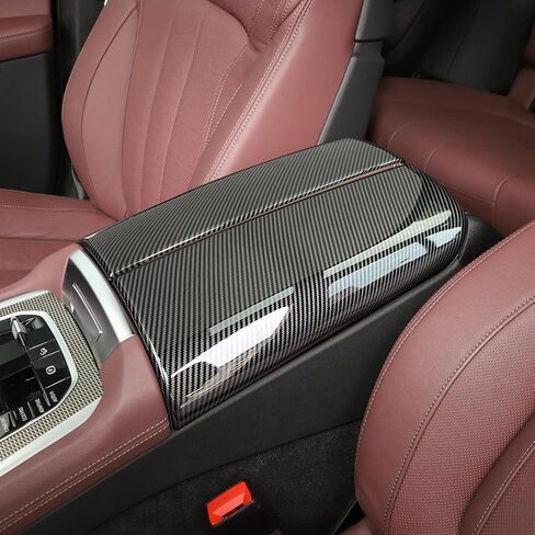 2 قطعة ل BMW X5 G05 X6 G06 X7 G07 2019-2022 اكسسوارات مسند الذراع غطاء غطاء ABS ألياف الكربون اللون سيارة مركز وحدة التحكم صندوق تخزين غطاء الكسوة in Saudi Arabia