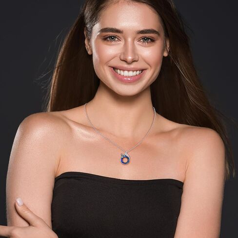 Circle Blue Crystal Fox Necklace Silver Cubic Zirconia Pendant Necklace Handmade Necklaces for Women Fox Jewelry in Saudi Arabia