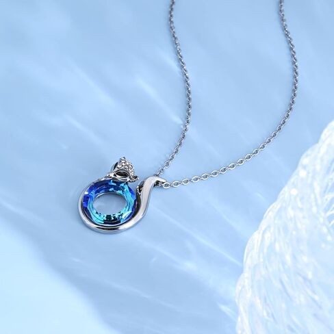 Circle Blue Crystal Fox Necklace Silver Cubic Zirconia Pendant Necklace Handmade Necklaces for Women Fox Jewelry in Saudi Arabia