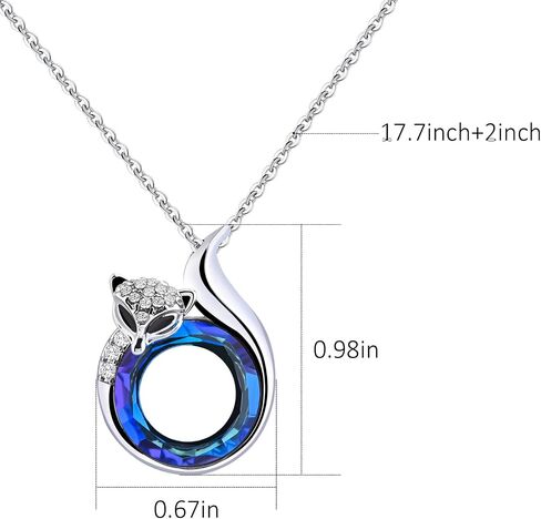 Circle Blue Crystal Fox Necklace Silver Cubic Zirconia Pendant Necklace Handmade Necklaces for Women Fox Jewelry in Saudi Arabia