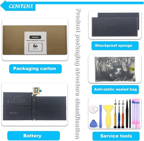 استبدال بطارية G3HTA038H DYNM02 لبطارية Microsoft Surface Pro 5 موديل 1796، وبطارية Surface Pro 6 موديل 1807 12.3 بوصة (45Wh/7.57V/5940mAh) مع أدوات in Kuwait