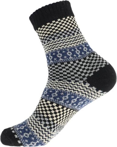 5 Pairs Men's Wool Socks Winter Warm Thick Knit Cabin Cozy Crew Socks in Saudi Arabia