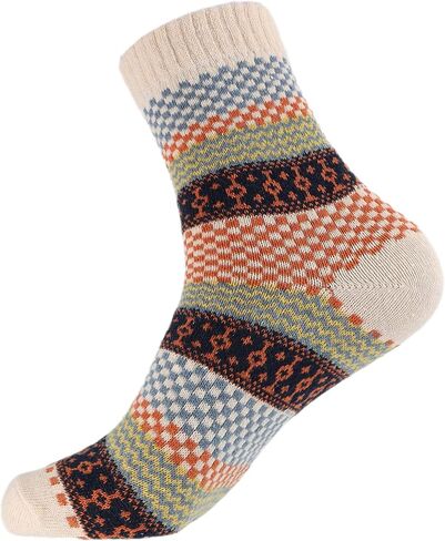 5 Pairs Men's Wool Socks Winter Warm Thick Knit Cabin Cozy Crew Socks in Saudi Arabia
