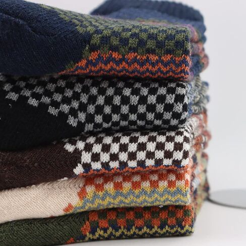 5 Pairs Men's Wool Socks Winter Warm Thick Knit Cabin Cozy Crew Socks in Saudi Arabia