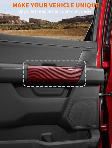ملحقات داخلية من الخشب الأسود من Savadicar - غطاء مزخرف لمقابض الأبواب الخلفية لسيارة Ford F150 (2021 إلى الوقت الحاضر) - طقم ترقية الديكور الداخلي ذو النسيج الفاخر، مجموعة مكونة من قطعتين in Saudi Arabia