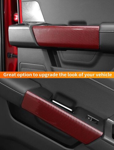 ملحقات داخلية من الخشب الأسود من Savadicar - غطاء مزخرف لمقابض الأبواب الخلفية لسيارة Ford F150 (2021 إلى الوقت الحاضر) - طقم ترقية الديكور الداخلي ذو النسيج الفاخر، مجموعة مكونة من قطعتين in Saudi Arabia