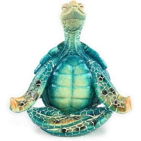 Ain't it Nice Large Sea Turtle Statue Yoga Meditation Zen Coastal Ocean Beach Decor Gifts Figurine Bathroom for Home & Office Sculpture, Aqua 5.75(L) 2.75(W) 6.5(H) Inches