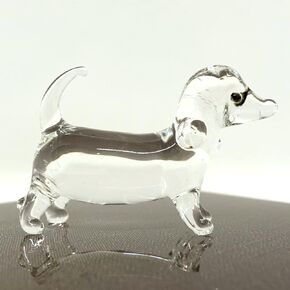 Dachshund Miniature Figurines Hand Blown Glass Art Animals Collectible Gift Home Décor (Black Brown)