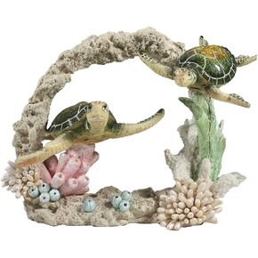 Comfy Hour Ocean Voyage Collection Resin 7" Sea Turtles Coral Marine Animal Desktop Decoration