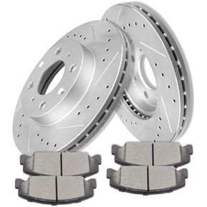ECCPP Brake Kits, Disc Brake Rotors and Ceramic Brake Pads [2+4] fit for 1990 1991 1992 1993 1994 1995 1996 1997 1998 1999 2000 for Honda Civic,1993 1994 1995 1996 1997 for Honda Civic del Sol