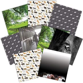 Paper House Productions 12" x 12" 9-Sheet Decorative Double Sided Paper Pack for Scrapbooking and Crafts - Horse Heaven