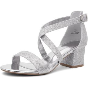Shoe Land Womens SL-Lessa Low Heels Open Toe Dress Heeled Sandals Cross Ankle Strap Chunky Block Short Heel Pumps Shoes for Office Prom Wedding Party