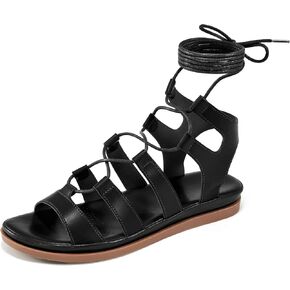 HARENCE Summer Flat Sandals for Women: Comfortable Strappy Cross Lace Up Gladiator Flats Shoes Dressy Casual Non Slip Walking Sandal in Kuwait