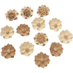 40 Pcs Burlap Flowers Handmade Rustic Flower for Home DIY Bouquets Craft Wedding Party Decoration