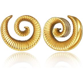 LADEMAYH Saddle Plugs for Ears Gauges, 0g - 1 inch Spiral Gauges for Ears, Stainless Steel 316L Ear Tunnels Gauges for Men Ear Stretching Gauge Earrings for Women
