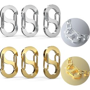 6Pcs Double Opening Shortener Clasp Necklace Clasp and Closures Stainless Steel S Lock Bracelet Connector Necklace Clip