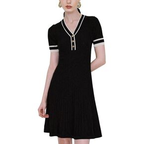 Women's Summer Knitted Sweater Dresses Short Sleeve Casual Pullover Sweaters Dressy Bodycon Tank Mini Dress