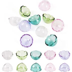 FASHEWELRY 12pcs Glass Flower & Jellyfish Beads - 6 Colors, Transparent Wind Bell & Fishing Beads for Wind Chimes, Craft & Jewelry Making