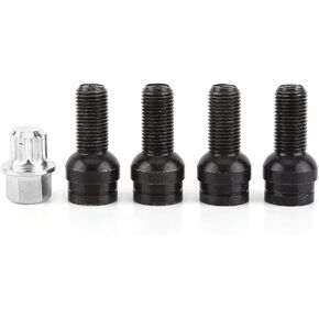 Wheel Lug Nut Kit, 4+1 M14*1.5MM Black Steel Wheel Bolt Lock Lug Nut Set With Key