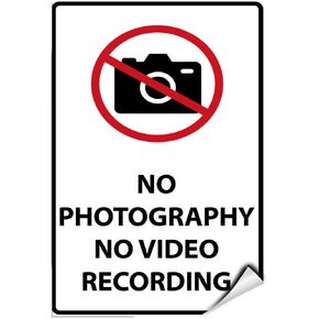 No Photography No Video Recording Security Sign Label Decal Sticker 5 inches x 7 inches in Saudi Arabia