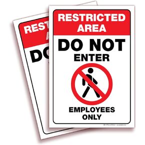 iSYFIX Restricted Area Stickers – 2 Pack 10x7 Inch – Do Not Enter, Employees Only Signs, Premium Self-Adhesive Vinyl, Laminated for UV, Weather, Scratch, Water & Fade Resistance, Indoor & Outdoor