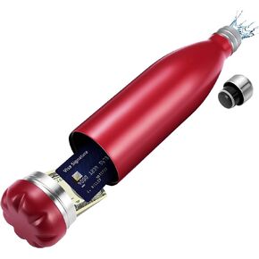Diversion Safe Water Bottle with Compartment Container - Can for Valuables - Box for Money Keychain Car Key Cash - Stainless Steel Insulated Leak Proof - Red