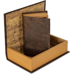 Safety Box 2 Piece Faux Book Safe Set, Multisizes, BROWN