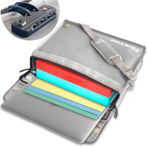 X-Large 16x12x3.5, Fireproof Document Bag with TSA-Lock, Stores Legal-Size Files, Visible in The Dark