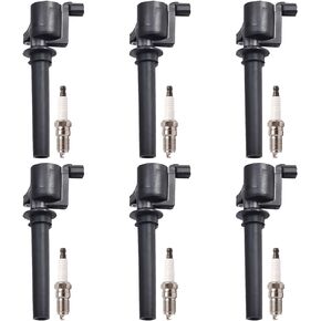 ENA Pack 6 DG500 Ignition Coil SP493 Iridium Spark Plugs for 3.0 V6 2001 2002 2003 2004 2005 2006 2007 2008 Compatible with Ford Escape Freestyles Taurus 500 Five Hundred Mazda Tribute Mercury Mariner