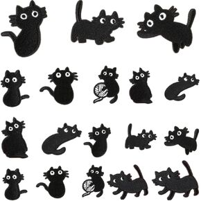 Black Cat Embroidered Patches for Clothing Naughty Cat Sewing Repair Patches Embroidery Appliques for Teen/Kids,18 Pcs Iron on Patches for Backpacks Jeans Hats Jackets in Kuwait