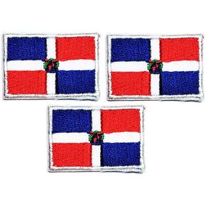 Umama Patch Set of 3 Mini flag '' 0.6X1.1 '' Country Dominican Flag National Iron On Patches Dominican Flag Sticker Embroidery Iron on Applique Patches Craft DIY Clothes Jeans T-Shirt Hat Backpacks