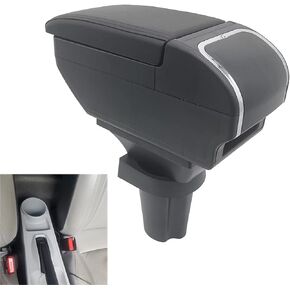 Armrest Box for Honda CR-Z CRZ CR Z Center Storage Box Hand Centre Consoles with Cup Holder 4 USB Port Arm Rest Double-layer Black (4 USB Red)