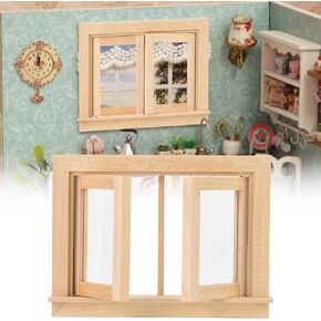 Mini Simulation Wooden Window Furniture for 1:12 Doll House Accessory