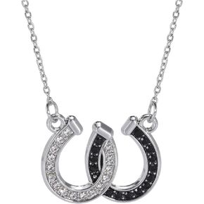 Horseshoe Necklace for Women Girls Western Double U Horseshoe Necklace Dainty Cubic Zirconia Horseshoe Heart Necklace Lucky Necklace Charm Horse Jewelry Gifts