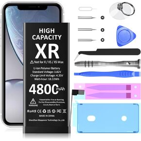 SHENMZ Battery for iPhone XR,4800mAh [2024 New Upgraded] High Capacity Replacement Battery iPhone XR A1984 A2105 A2106 A2017 A2108 with Professional Repair Tools Kit and Instruction