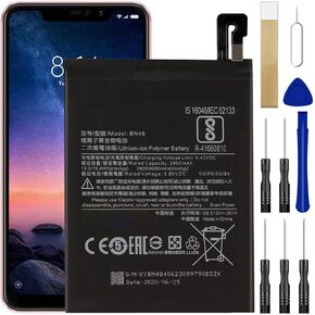 WUHAO Replacement Battery for Xiaomi Redmi Note 6 Pro,BN48 Battery Upgraded Original Capacity 4000mAh with Adhesive Tape Tool Repair Kit