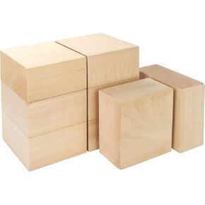 8 pcs Large Basswood Blocks for Carving and Crafts - 4x4x2 inch DIY Wood Signs - Ideal for Carving Practice, DIY projects