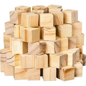 Unfinished Wood Blocks | DIY Wooden Cubes for Crafts | 1 inch | 50 Pack