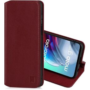 Classic Series 2.0 - Real Leather Book Wallet Case Cover for Motorola Moto G100, Real Leather Design with Card Slot, Magnetic Closure and Built in Stand - Black