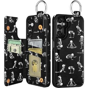 Shorogyt for Samsung Galaxy A15 5G Wallet Case with Card Holder, Designer Mushroom Flower Pattern Kickstand Magnetic Clasp Back Flip Folio Leather Phone Cases for Galaxy A15 5G for Women Men Girls