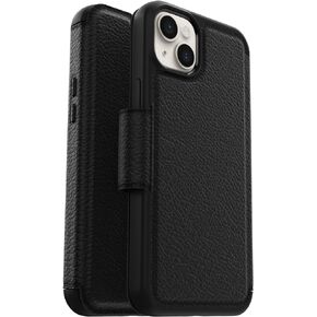 OtterBox iPhone 14 Plus Strada Series Case - SHADOW (Black), card holder, genuine leather, pocket-friendly, folio case