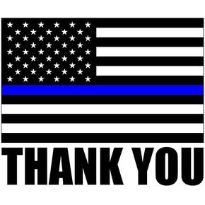 Thin Blue Line Sticker (Thank You Police Sticker, Law Enforcement Decal, Thank You Police Vinyl, Back The Blue Bumper Sticker for Cars, Trucks (3 x 4 inch)