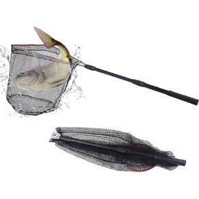 Triangle Floating Fishing Net Fishing Landing Net with Telescopic Pole Handle Double-Section Telescopic Rod Fishing Bait Net for Kayaks,Fish Traps Nets for Safe Fish Catching and Releasing