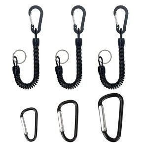 Fishing Ruler Tether - Retractable Coiled Lanyard with 3 Size Carabiner Clip for Measuring Board, Pliers, Net - Boating Kayak Fishing Safely Accessories, Leash Fit Most Fishing Tool, Pack of 3